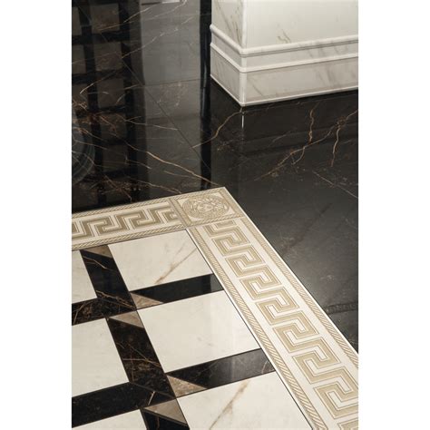 bagni versace nero|Versace Nero Polished Porcelain Tile 23” x 23” – Marble .